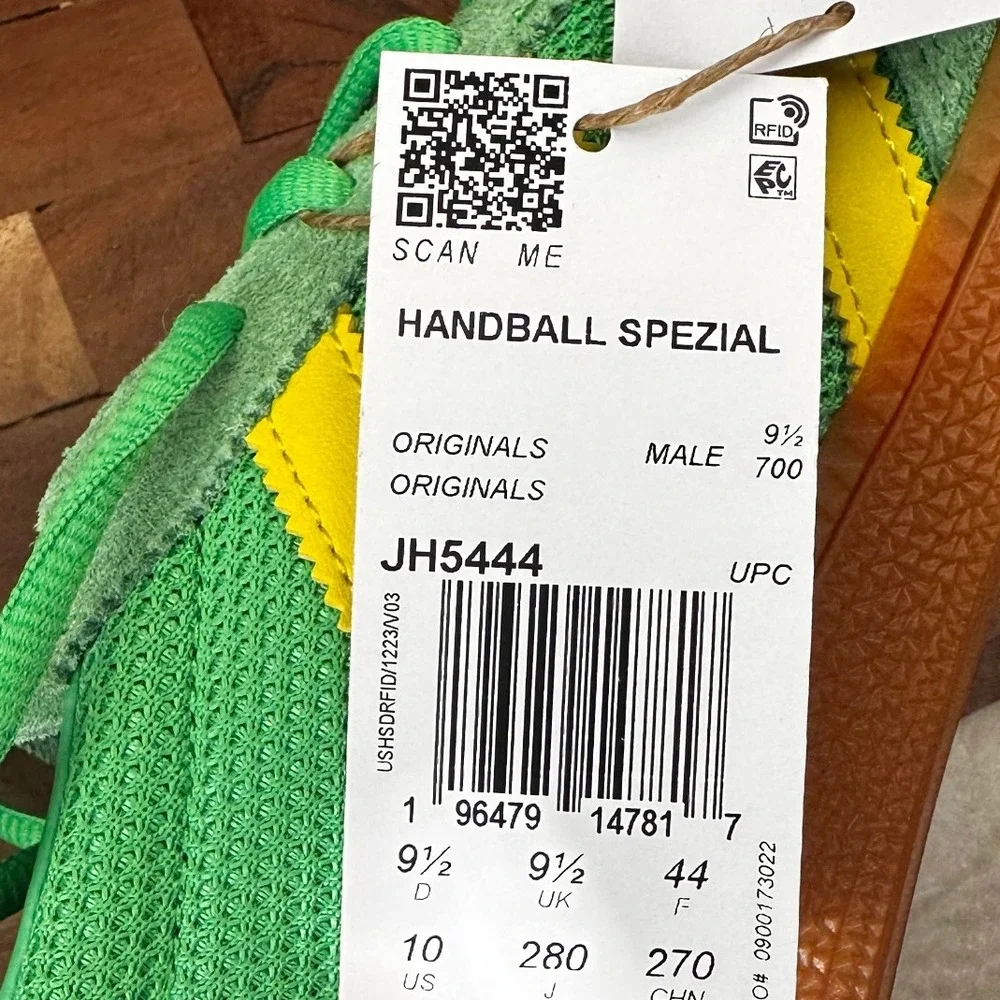 Adidas NWB Handball Spezial Green Yellow Suede Mens‎ Shoes GX0928 Size 10